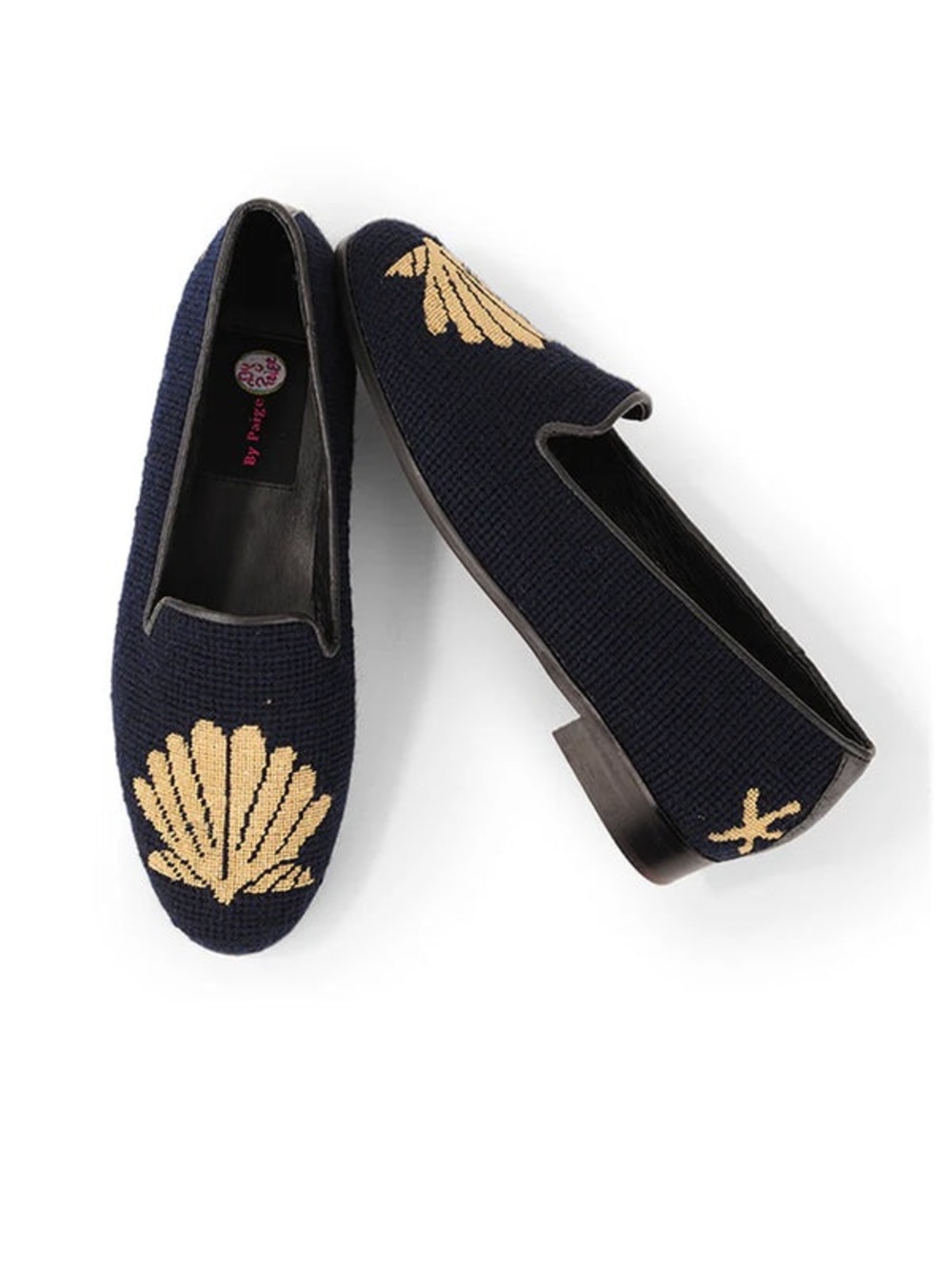 By Paige Gold Scallop Navy Blue Loafers Women’s Size 10 Smoking Slipper